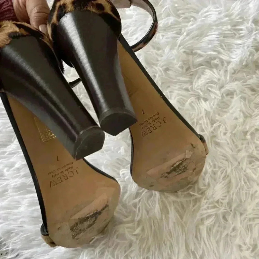 J CREW COLLECTION Lanie Calf-Hair Stacked Heel Shoe 7 - Picture 11 of 11